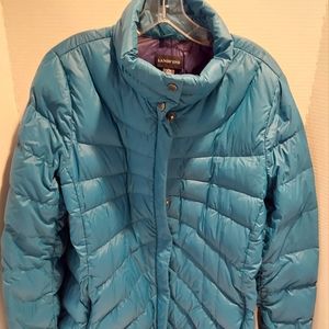 Lands End teal green puffer jacket size L